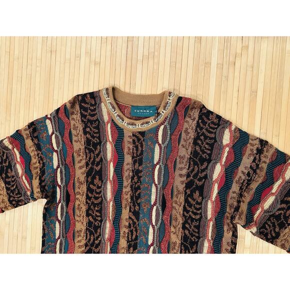 Tundra Canada Sweater Mens XL 3D Knit Coogi Style Textured Pullover Vintage 90s - Picture 3 of 12